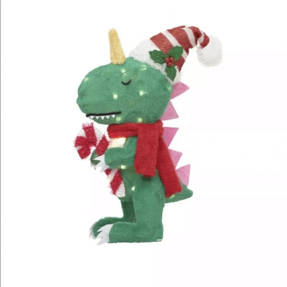 Holiday Time Light-Up Plush Dinosaur 25” Christmas Decoration - Picture 3 of 4